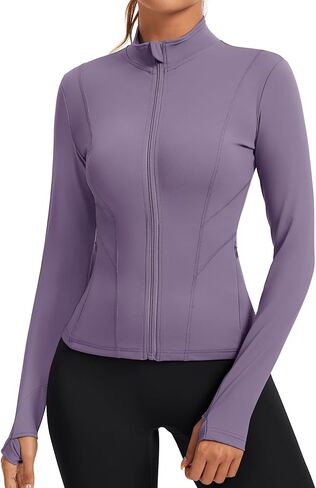 راببين للسيدات النحيف السترات التمرينات السترات الكاملة zip طويلة الأكمام الطويلة تشغيل قمصان اليوغا مع ثقوب الإبهام in Kuwait