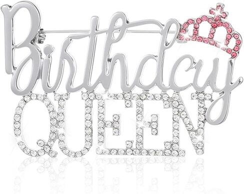 Birthday Brooch Pin Metal, Queen Crown Brooch for Women Golden Bling Luxury Rhinestone Crystal Lapel Pin for Birthday Party Decorations Dress Ceremony Fashion Gifts in Kuwait