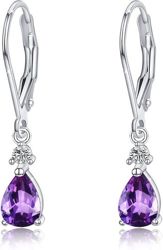 Moonstone Leverback Earrings Turquoise/Moonstone/Cubic Zirconia Birthstone Leverback Earrings for Women Sterling Silver Teardrop Bridal Dangle Dewdrop Girls in Saudi Arabia