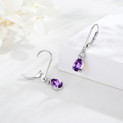 Moonstone Leverback Earrings Turquoise/Moonstone/Cubic Zirconia Birthstone Leverback Earrings for Women Sterling Silver Teardrop Bridal Dangle Dewdrop Girls in Saudi Arabia