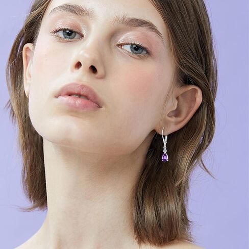 Moonstone Leverback Earrings Turquoise/Moonstone/Cubic Zirconia Birthstone Leverback Earrings for Women Sterling Silver Teardrop Bridal Dangle Dewdrop Girls in Saudi Arabia
