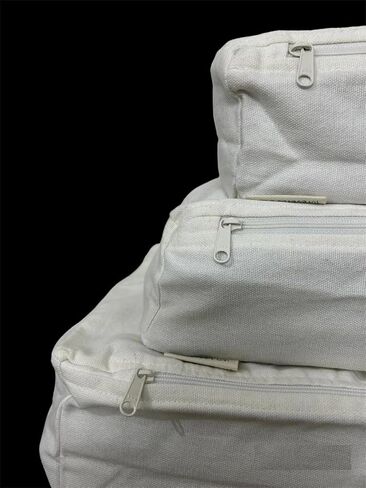 Packing Cubes Bag Pure Canvas Travel Organizers with Durable YKK Zippers for Clothes, Shoes & Luggage Storage (Set of 3 (1 Small, 1 Medium, 1 Large), Off-White) in Kuwait