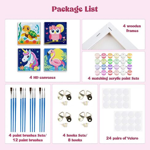 MXJSUA 4 Pack Pack Please Paint Paint بأرقام للأطفال الذين تتراوح أعمارهم بين 6-12 عامًا ، طلاء الفراشات الملونة بأدوات عدد الأطفال المبتدئين ، اللوحة الزيتية الأكريلية لديكور الجدار المنزلي (8 × 8 بوصة) in Kuwait