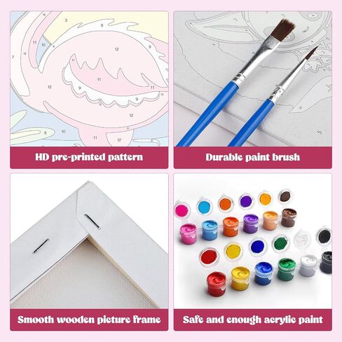 MXJSUA 4 Pack Pack Please Paint Paint بأرقام للأطفال الذين تتراوح أعمارهم بين 6-12 عامًا ، طلاء الفراشات الملونة بأدوات عدد الأطفال المبتدئين ، اللوحة الزيتية الأكريلية لديكور الجدار المنزلي (8 × 8 بوصة) in Kuwait
