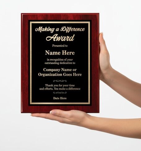 Custom Laser Engraved Plaque Award – Making a Difference on Black and Gold Metal - Choose Your Size - Personalized Appreciation and Recognition - Customize Now! (8x10) in Kuwait