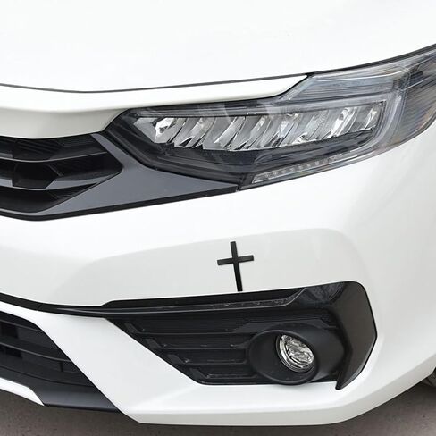 2PCS Metal Christian Cross Emblem Stickers, 2.5×1.8in 3D Jesus Christ Auto Emblem Badge Decal, Self-Adhesive Styling Cross Decal Decoration for Trunk Tailgate Side Fender (Black) in Saudi Arabia