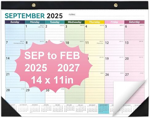 Desk Calendar 2025-2026, 14" X 11" Desktop Calendar 2025-2026, 18 Months Calander Runs from Jul. 2025 to Dec. 2026, Academic Monthly Planner for Home School Office (White and Black) in Kuwait
