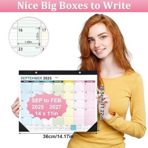 Desk Calendar 2025-2026, 14" X 11" Desktop Calendar 2025-2026, 18 Months Calander Runs from Jul. 2025 to Dec. 2026, Academic Monthly Planner for Home School Office (White and Black) in Kuwait