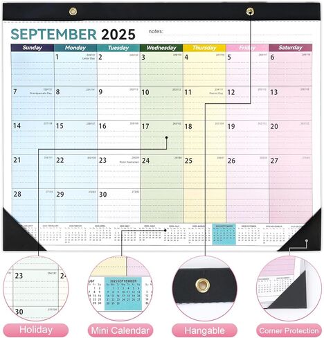 Desk Calendar 2025-2026, 14" X 11" Desktop Calendar 2025-2026, 18 Months Calander Runs from Jul. 2025 to Dec. 2026, Academic Monthly Planner for Home School Office (White and Black) in Kuwait