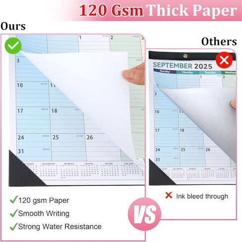 Desk Calendar 2025-2026, 14" X 11" Desktop Calendar 2025-2026, 18 Months Calander Runs from Jul. 2025 to Dec. 2026, Academic Monthly Planner for Home School Office (White and Black) in Kuwait