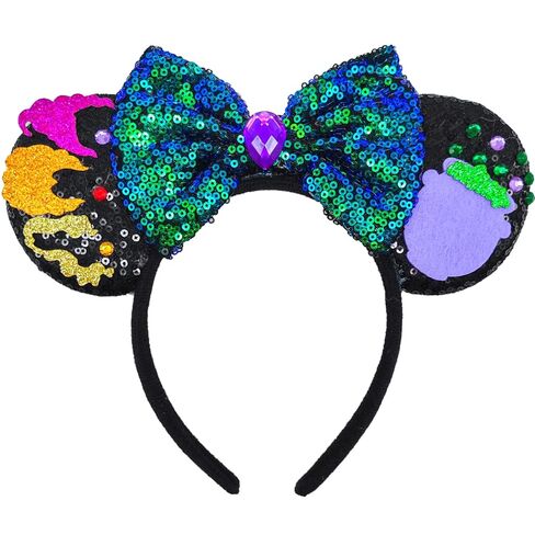 Halloween Mouse Ears Headbands for Women, Cute Skeleton Bows Hairbands for Adult, Glitter Costume Halloween Hair Accessory in Kuwait