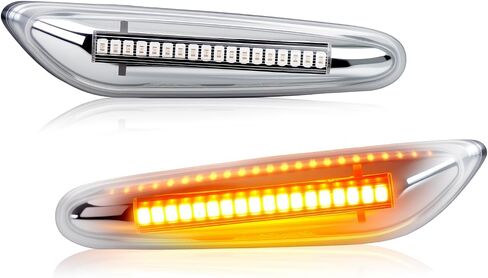 D-Lumina Chrome Sequential Amber LED Side Marker Lights Turn Signal Lamp for BMW E90 E91 E92 E93 E46 E53 E60 E61 X3 E83 X1 E84 E81 E82 E87 E88 Side Marker Light, Clear Lens Side marker, Pack of 2 in Saudi Arabia