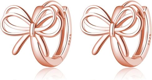 REFFEER SOLID 925 Sterling Silver Bow أقراط الشريط للنساء المراهقات Bowknot أقراط Huggie in Kuwait