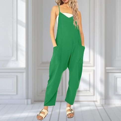 Jumpsuits for Women Casual Summer Overalls Sleeveless Spaghetti Strap Romper Jumpers Trendy Beach Vacation Outfits in Saudi Arabia
