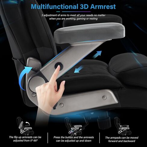 كرسي المكتب الكبير والطول 700 رطل - دعم القطني القابل للضبط 3D Flip Arms قاعدة وعجلات عالية الدقة ، كرسي مكتب كمبيوتر تنفيذي كبير ، تصميم مريح سميك لآلام الظهر in Saudi Arabia