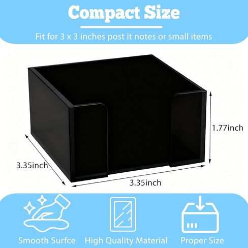 حامل ملاحظة لزجة أكريليك ، حامل 3 × 3 Crystal Clear Notepad مع قاعدة مضادة للانزلاق Post It It Note Note Dispenser لمكتب Office ، المنظم المنزلي in Kuwait