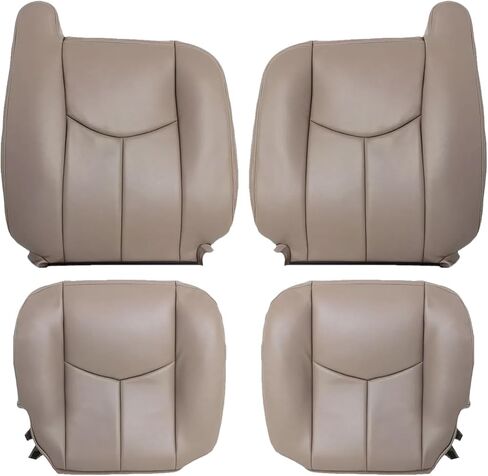 Secosautoparts Tan #522 السائق الأمامي وجانب الراكب القاع والأعلى بديل للبديل عن مقعد جلدي متوافق مع Chevy Silverado GMC Sierra 1500 2500 3500 HD 2003 2004 2005 2006 in Saudi Arabia