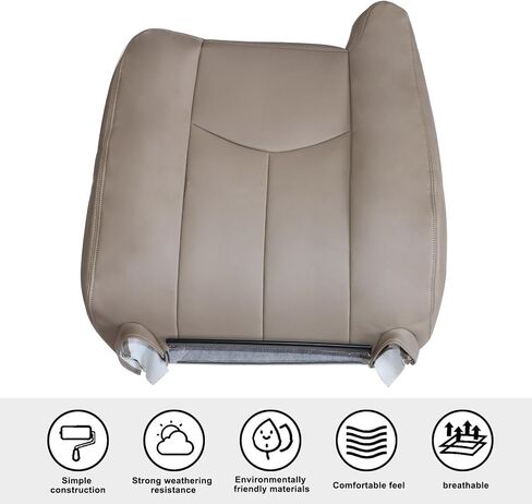 Secosautoparts Tan #522 السائق الأمامي وجانب الراكب القاع والأعلى بديل للبديل عن مقعد جلدي متوافق مع Chevy Silverado GMC Sierra 1500 2500 3500 HD 2003 2004 2005 2006 in Saudi Arabia