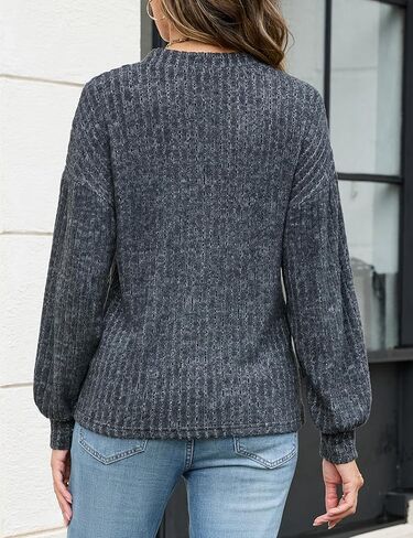 Edelqual Long Sleeve Shirts for Women Casual Fall Tops Henley V Neck Light Sweaters Tunic 2025 Fashion Trendy Clothes in Kuwait