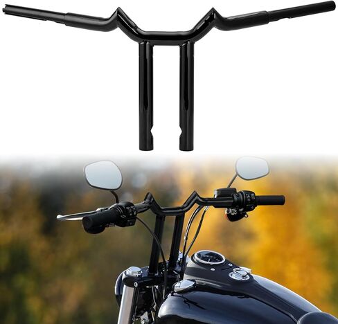 Wsays 14 "Rise Handlebar T Bar 1-1/4 '' Diameter Sharp متوافق مع Harley Sportster XL 883 1200 Softail Dyna Touring Road King 1996-2024 ، Gloss Black in Saudi Arabia