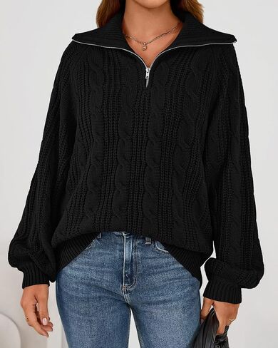 BTFBM Sweaters for Women Fall Fashion 2025 Loose Quarter Zip Pullover Collared Long Sleeve Cable Knit Winter Clothes in Saudi Arabia