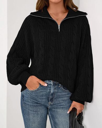 BTFBM Sweaters for Women Fall Fashion 2025 Loose Quarter Zip Pullover Collared Long Sleeve Cable Knit Winter Clothes in Saudi Arabia