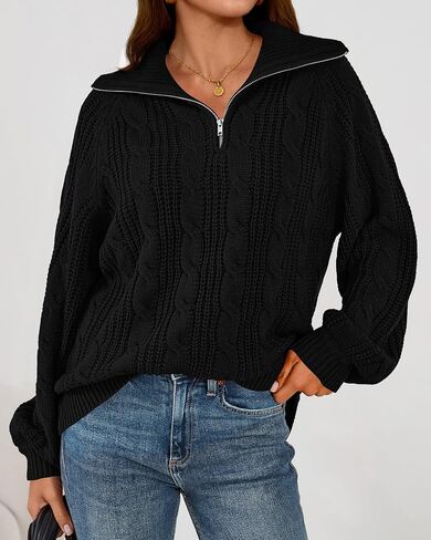 BTFBM Sweaters for Women Fall Fashion 2025 Loose Quarter Zip Pullover Collared Long Sleeve Cable Knit Winter Clothes in Saudi Arabia