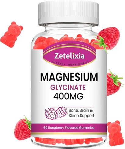 2 Pack Magnesium Glycinate Gummies, High Absorption Magnesium Glycinate Supplements for Relaxation, Sugar Free Chews for Adults & Kids, Relax Mood, Raspberry Flavor, 120 Count in Kuwait