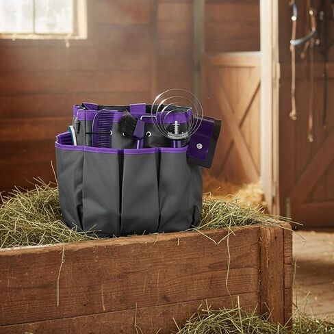 Abbylike 12 قطعة طقم للخيول مع منظم مع حقيبة Tack Room Supplies مجموعات فرشاة الخيول مجموعة Cyning Cleaning أدوات تدليك الأدوات (الوردي والرمادي) in Saudi Arabia