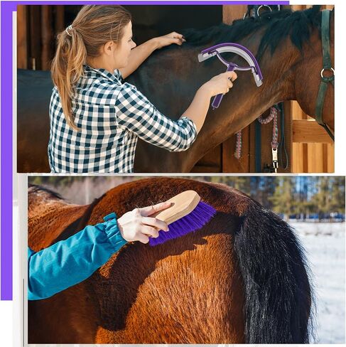 Abbylike 12 قطعة طقم للخيول مع منظم مع حقيبة Tack Room Supplies مجموعات فرشاة الخيول مجموعة Cyning Cleaning أدوات تدليك الأدوات (الوردي والرمادي) in Saudi Arabia