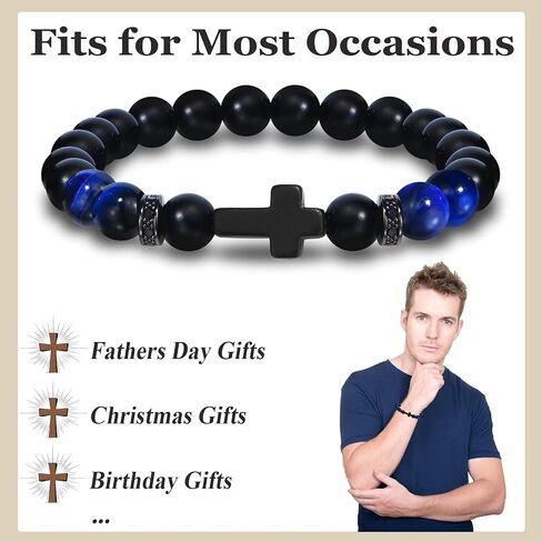 Cross Bracelet Gifts for Teen Boys Birthday Christmas Baptism Gifts for Son, Grandson, Brother, Nephew in Saudi Arabia