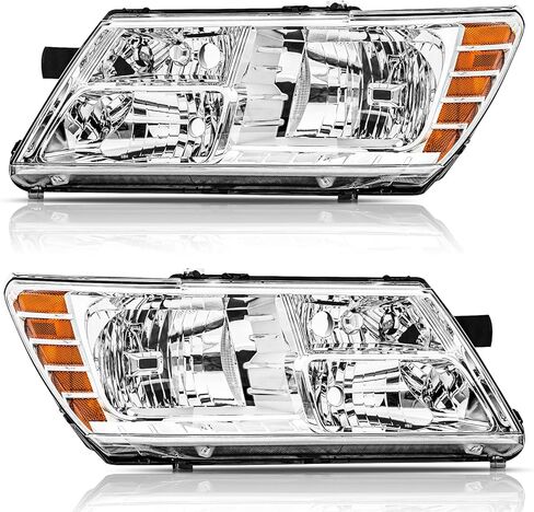 Headlights Assembly Pair for 2009-2020 Dodge Journey Halogen Headlamps Replacement Driver and Passenger Side (LH RH),Black Housing Amber Reflector in Kuwait