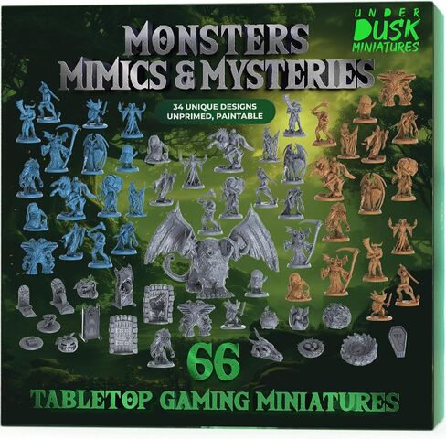 Underdusk: Monsters, Mimics, & Mysteries - 34 Unpainted Miniatures for D&D & Tabletop Gaming | Frightful Creatures and Disguised & Monstrous Mimics with Stat Blocks in Saudi Arabia