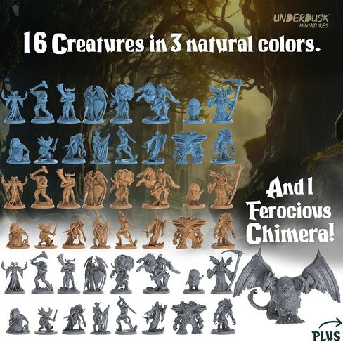 Underdusk: Monsters, Mimics, & Mysteries - 34 Unpainted Miniatures for D&D & Tabletop Gaming | Frightful Creatures and Disguised & Monstrous Mimics with Stat Blocks in Saudi Arabia