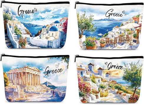 Paris Gifts Travel Essentials - 4Pcs Eiffel Tower Makeup Bag, France Paris City Watercolor Cosmetic Bags with Zipper Pouch, Weekend Vacation Trip Gifts for Travellers Women Girls in Saudi Arabia