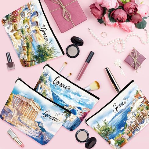 Paris Gifts Travel Essentials - 4Pcs Eiffel Tower Makeup Bag, France Paris City Watercolor Cosmetic Bags with Zipper Pouch, Weekend Vacation Trip Gifts for Travellers Women Girls in Saudi Arabia