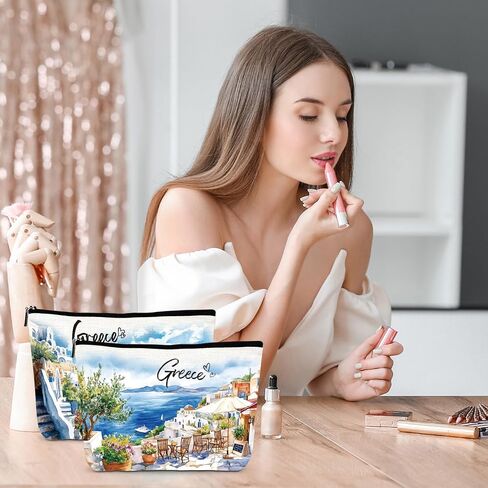 Paris Gifts Travel Essentials - 4Pcs Eiffel Tower Makeup Bag, France Paris City Watercolor Cosmetic Bags with Zipper Pouch, Weekend Vacation Trip Gifts for Travellers Women Girls in Saudi Arabia