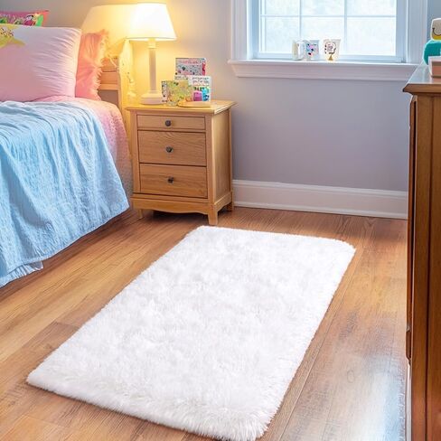 Checkered Rugs for Bedroom, 4x6 Ultra Fluffy Fuzzy Shag Area Rug for Living Room, Modern Plush Soft Upgrade Non-Slip Carpet for Girls and Kids Room Dorm Nursery Home Decor, Pink and Hot Pink in Kuwait