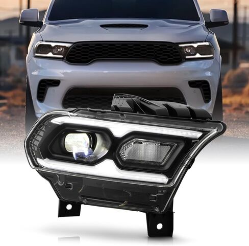 Keekpo - لعام 2021-2024 Dodge Durango Black Bezel W/Halogen Turn Signal LED LED Side Meadlamp President Side in Kuwait