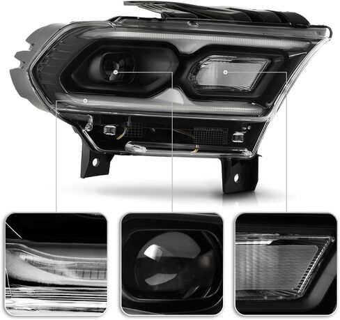 Keekpo - لعام 2021-2024 Dodge Durango Black Bezel W/Halogen Turn Signal LED LED Side Meadlamp President Side in Kuwait