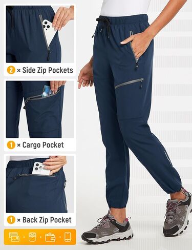 baleaf Travel Pants Women Hiking Long Tall Lightweight Quick Dry Water Resistant Cargo Pants 31'' Navy Blue Size M in Saudi Arabia