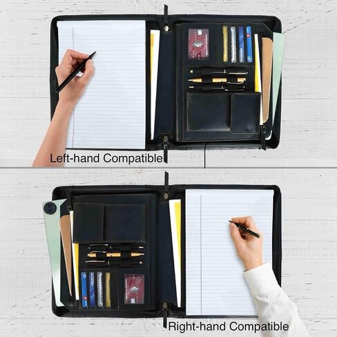 محفظة جلدية للرجال ، منظم محفظة مع Zipper للرجال ، والنساء ، والجلد ، استئناف الأعمال ، Binder Legal Pad Binder for A4/Pad (Brown) in Saudi Arabia