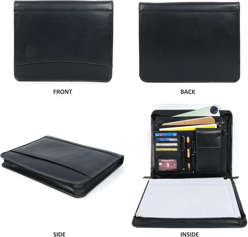 محفظة جلدية للرجال ، منظم محفظة مع Zipper للرجال ، والنساء ، والجلد ، استئناف الأعمال ، Binder Legal Pad Binder for A4/Pad (Brown) in Saudi Arabia