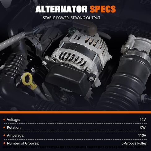 11034N Alternator Fit for Scion tC 2005-2010, Fit for Toyota Camry 2004-2006, Highlander 2004-2007, Solara 2004-2008, L4 2.4L, 12V 100A CW 7-Groove Pulley, Replace# 104210-3880, 27060-0H100 in Kuwait