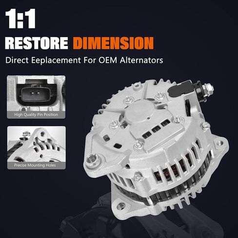 11034N Alternator Fit for Scion tC 2005-2010, Fit for Toyota Camry 2004-2006, Highlander 2004-2007, Solara 2004-2008, L4 2.4L, 12V 100A CW 7-Groove Pulley, Replace# 104210-3880, 27060-0H100 in Kuwait