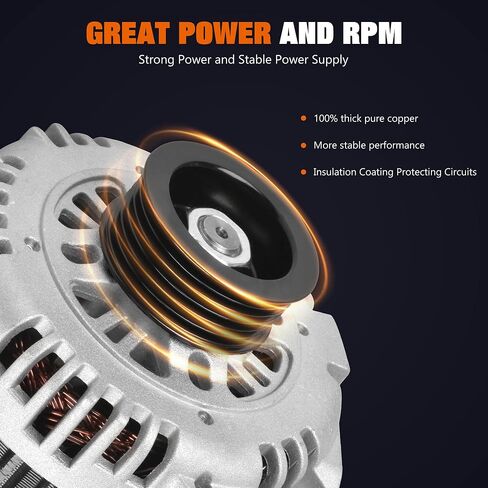 11034N Alternator Fit for Scion tC 2005-2010, Fit for Toyota Camry 2004-2006, Highlander 2004-2007, Solara 2004-2008, L4 2.4L, 12V 100A CW 7-Groove Pulley, Replace# 104210-3880, 27060-0H100 in Kuwait