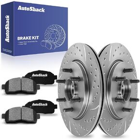 AutoShack Front Brake Kit Replacement for Lincoln Mark LT 2004-2008 Ford F-150 Drilled & Slotted Zinc Coated Disc Brake Rotors Ceramic Brakes Pads 12.98" 329.8 mm BRKPKG056346 in Kuwait