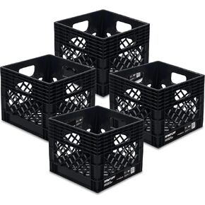 Ramtuff Milk Crate 4-Pack, Built Tough, 250lbs Load Capacity (BV Certified), Extreme Weather Tested -22°F to 122°F, Authentic Milk Crate dimensions 13" L x 13" W x 11" H in Kuwait