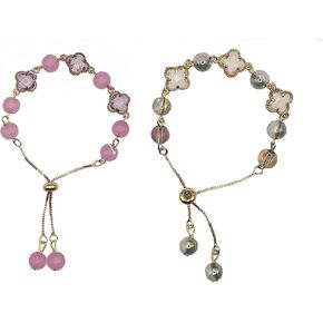 Hotan Jade Pearl Bracelet Four Leaf Term Strinch Drill Design in Saudi Arabia