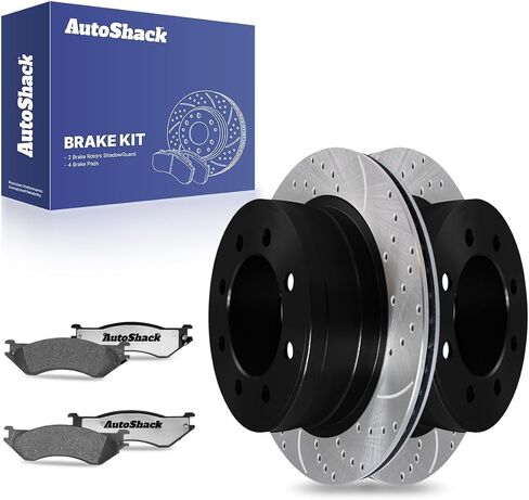 Autoshack خلفية مجموعة الفرامل البديل ل Dodge RAM 1500 RAM 2500 4WD حفر ومقاطع فرامل القرص المغلفة إلكترونية دوارات الفرامل السيراميك السوداء 13.86 "352 مم SCDPR6301363013702A in Saudi Arabia
